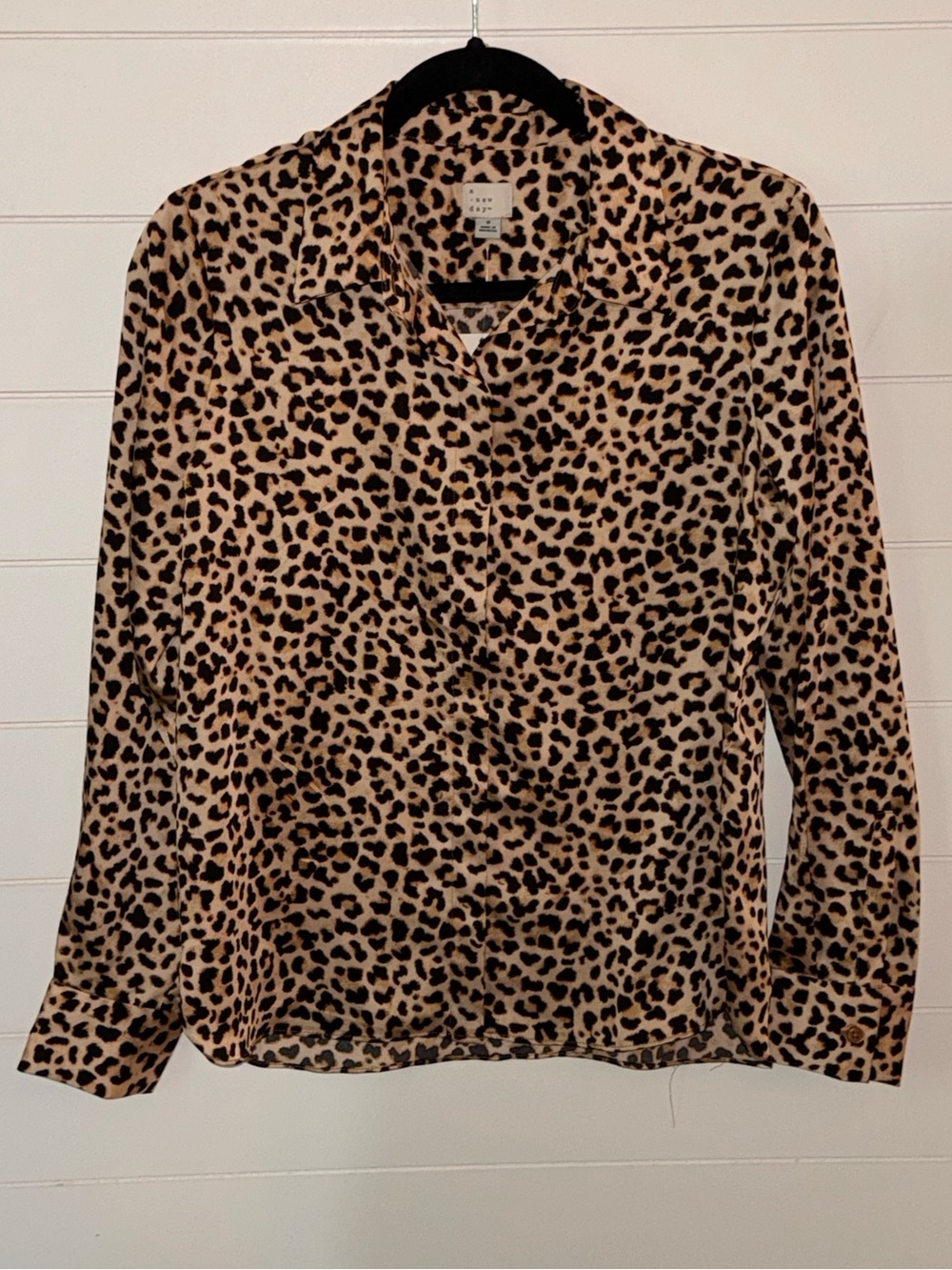 NWT Leopard Print Button-Up Blouse